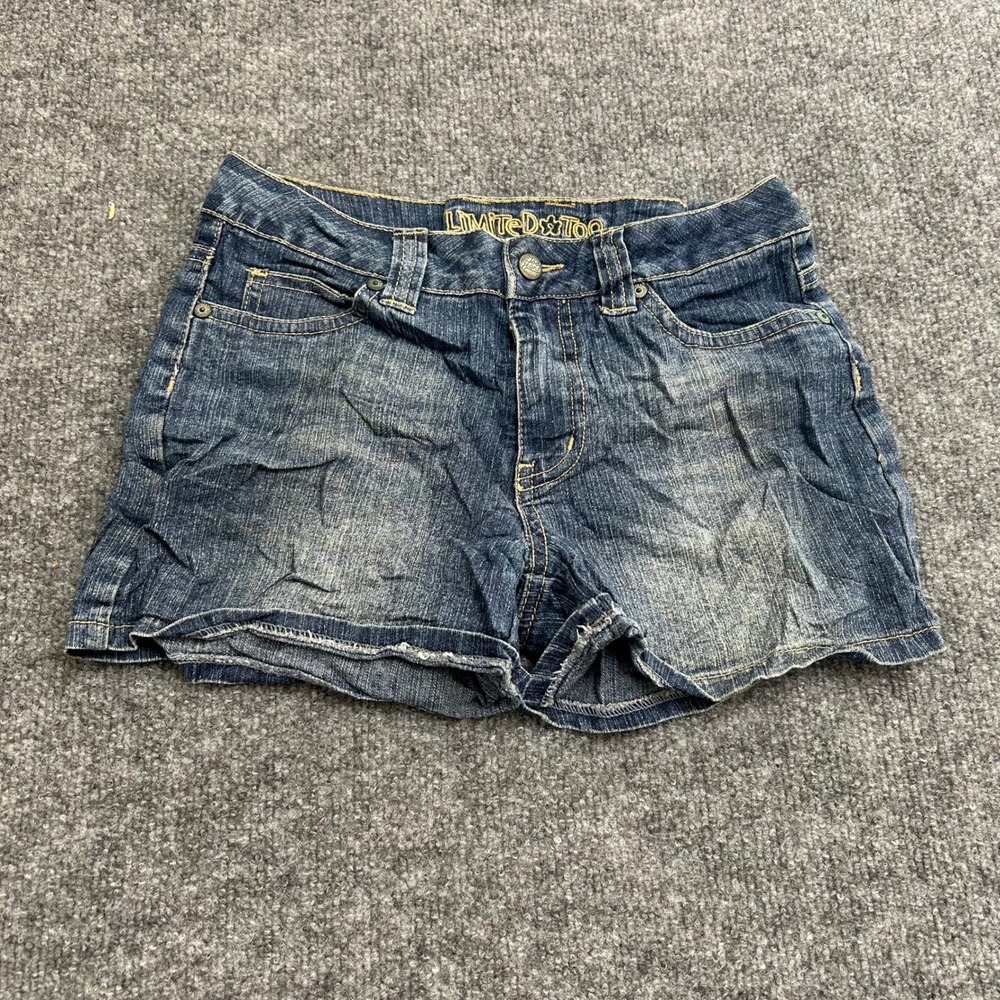 Limited Too Denim Shorts Girls Size 12 Slim Blue Dark Wash Casual Jean Shorts